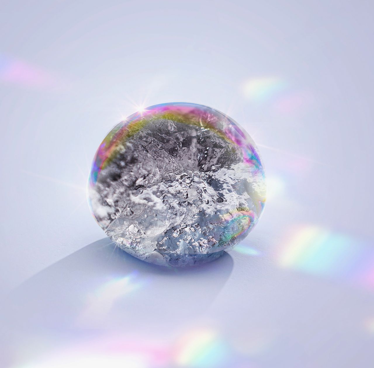 Technologie RHA représentée par une goutte de gel irisée